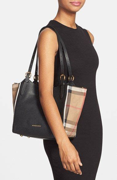 burberry the small canter in leather and house check tote|burberry canterbury tote pattern.